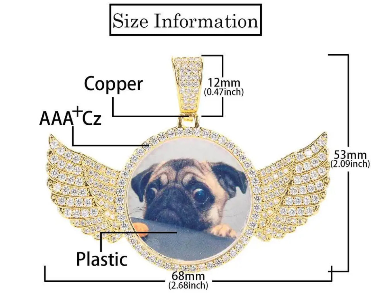 Round angel wing pendant