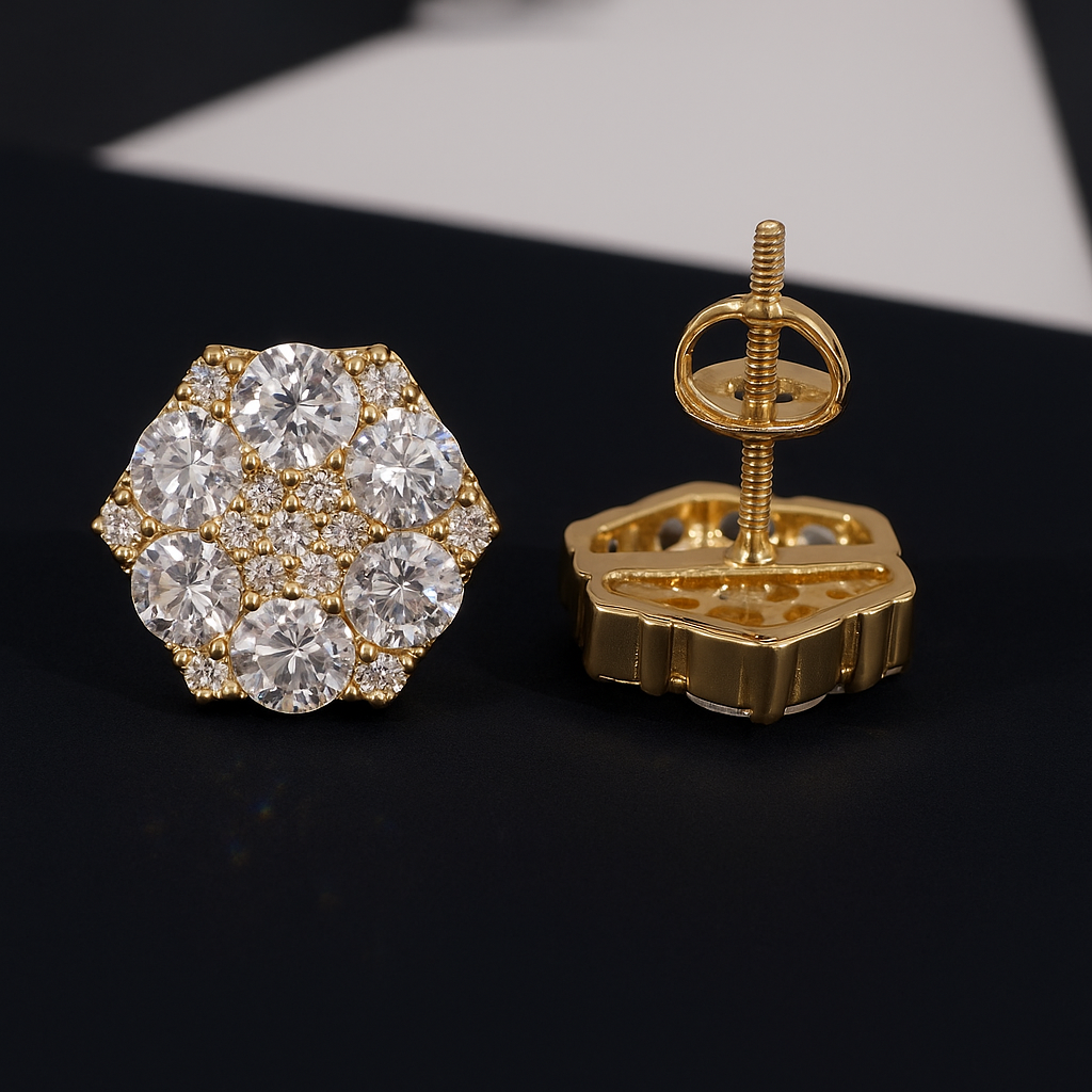 Cluster Moissanite Stud Earrings