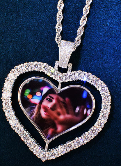 Double photo heart pendant