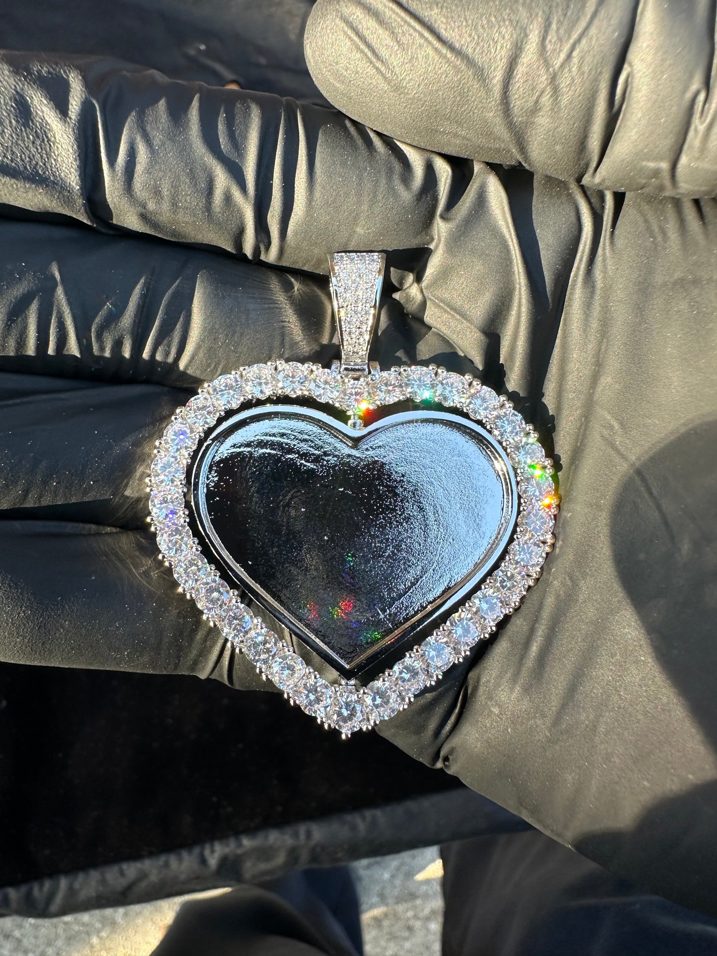 Double photo heart pendant