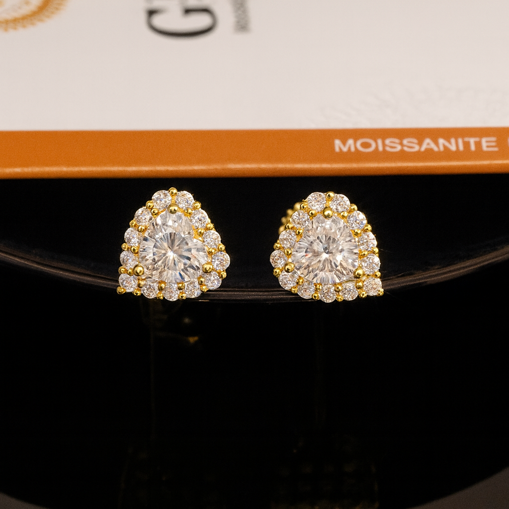 Heart Halo Moissanite Stud Earrings