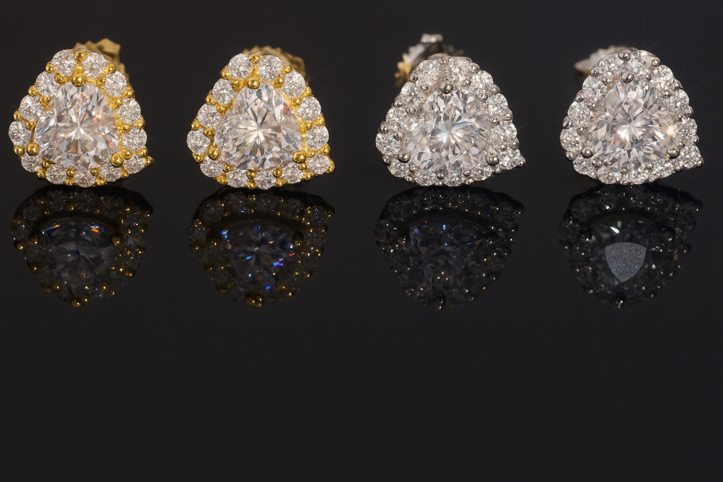 Heart Halo Moissanite Stud Earrings