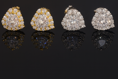 Heart Halo Moissanite Stud Earrings