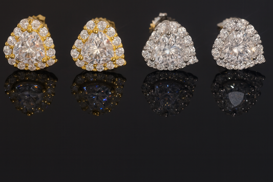 Heart Halo Moissanite Stud Earrings